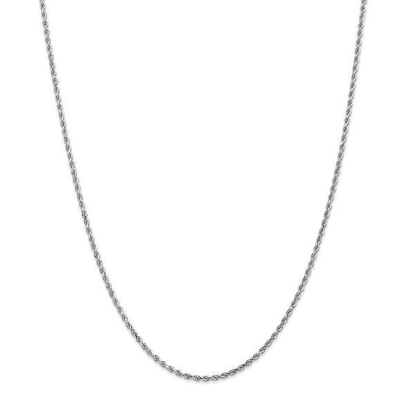 2mm, 14k White Gold, Diamond Cut Solid Rope Chain Necklace, 30 Inch - Picture 3 of 8